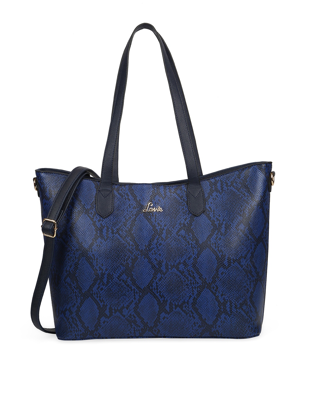 

Lavie Navy Blue Textured Structured Shoulder Bag