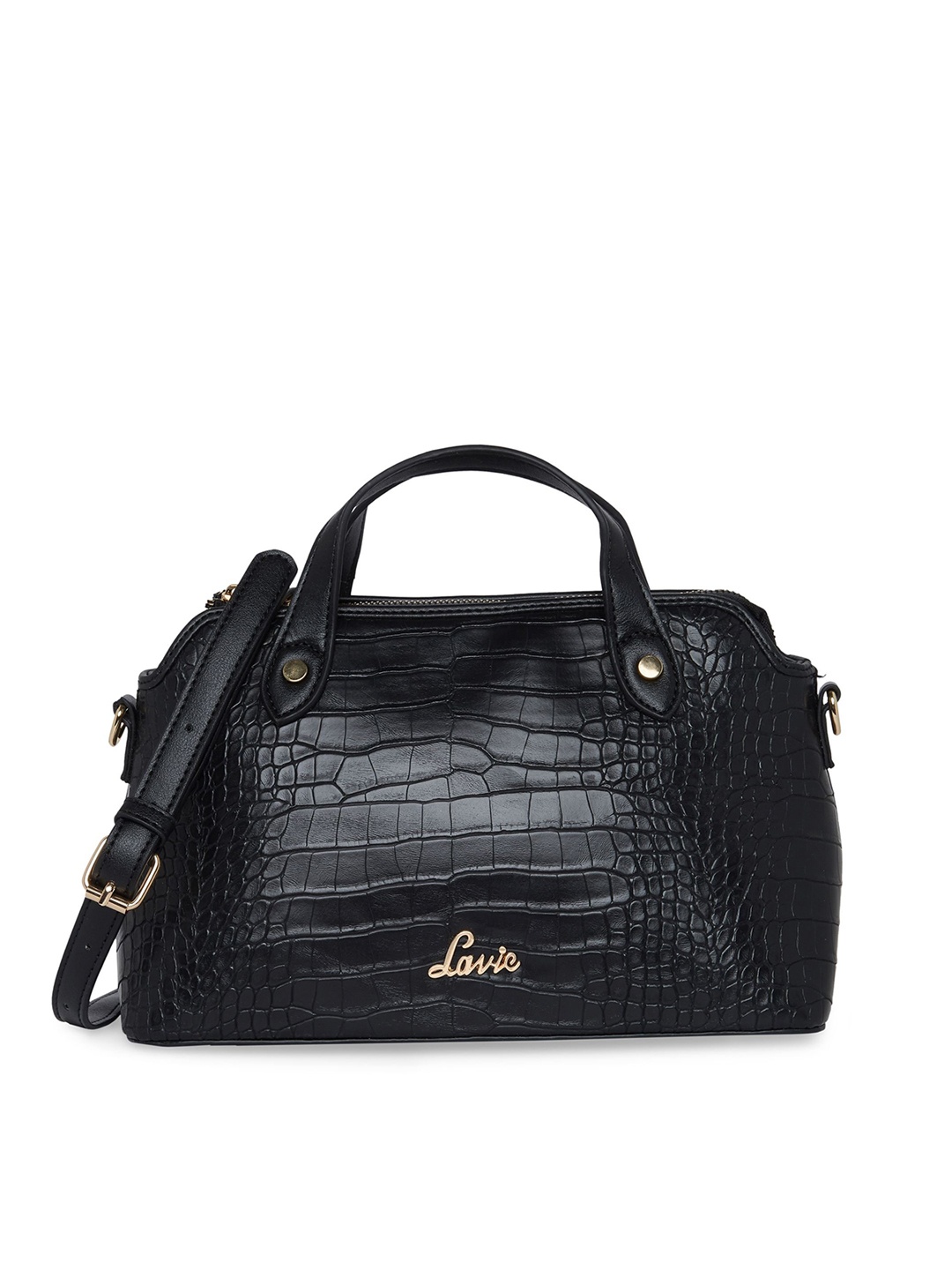 

Lavie Black Textured Structured Handheld Bag
