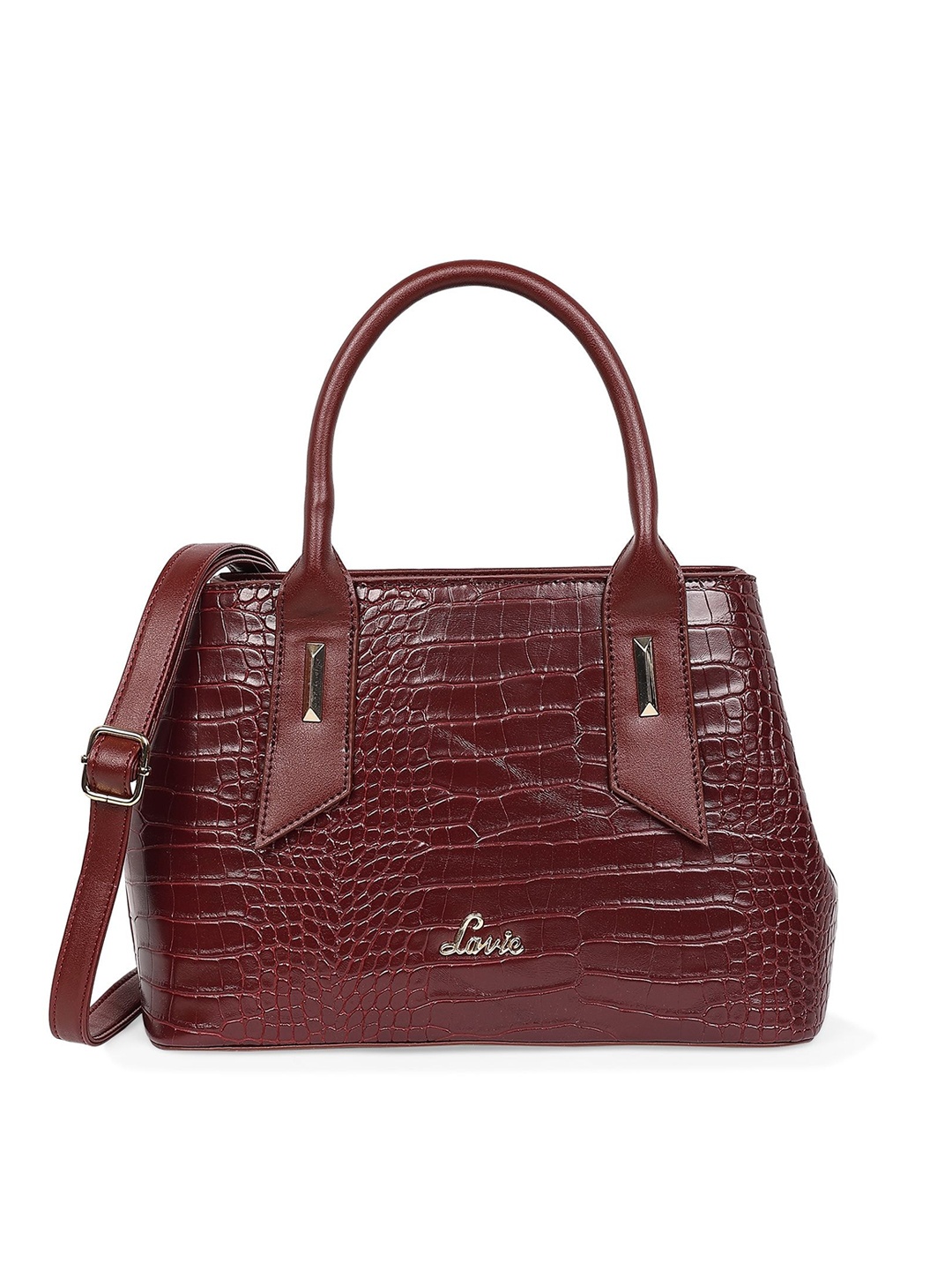 

Lavie Maroon Textured Structured Shoulder Bag