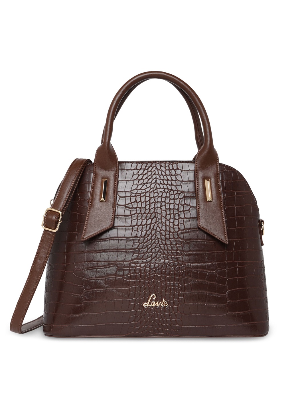 

Lavie Coffee Brown Textured Structured Handheld Bag