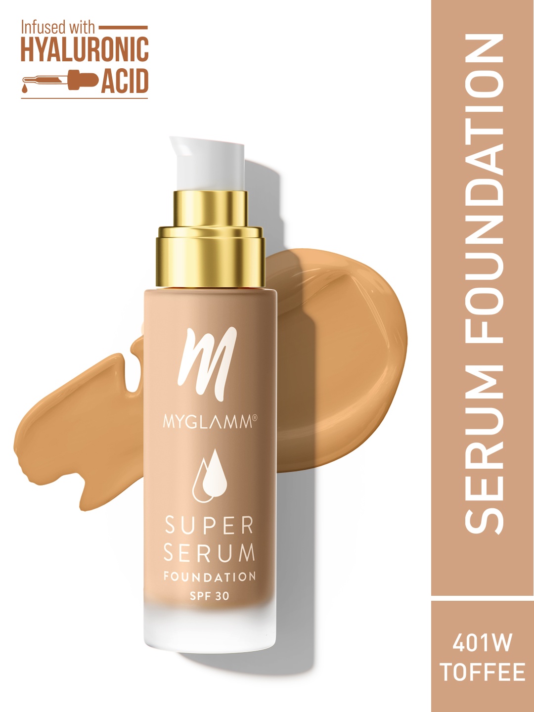 

MyGlamm SPF 30 Super Serum Foundation with Hyaluronic Acid 33g - Toffee 401W, Beige