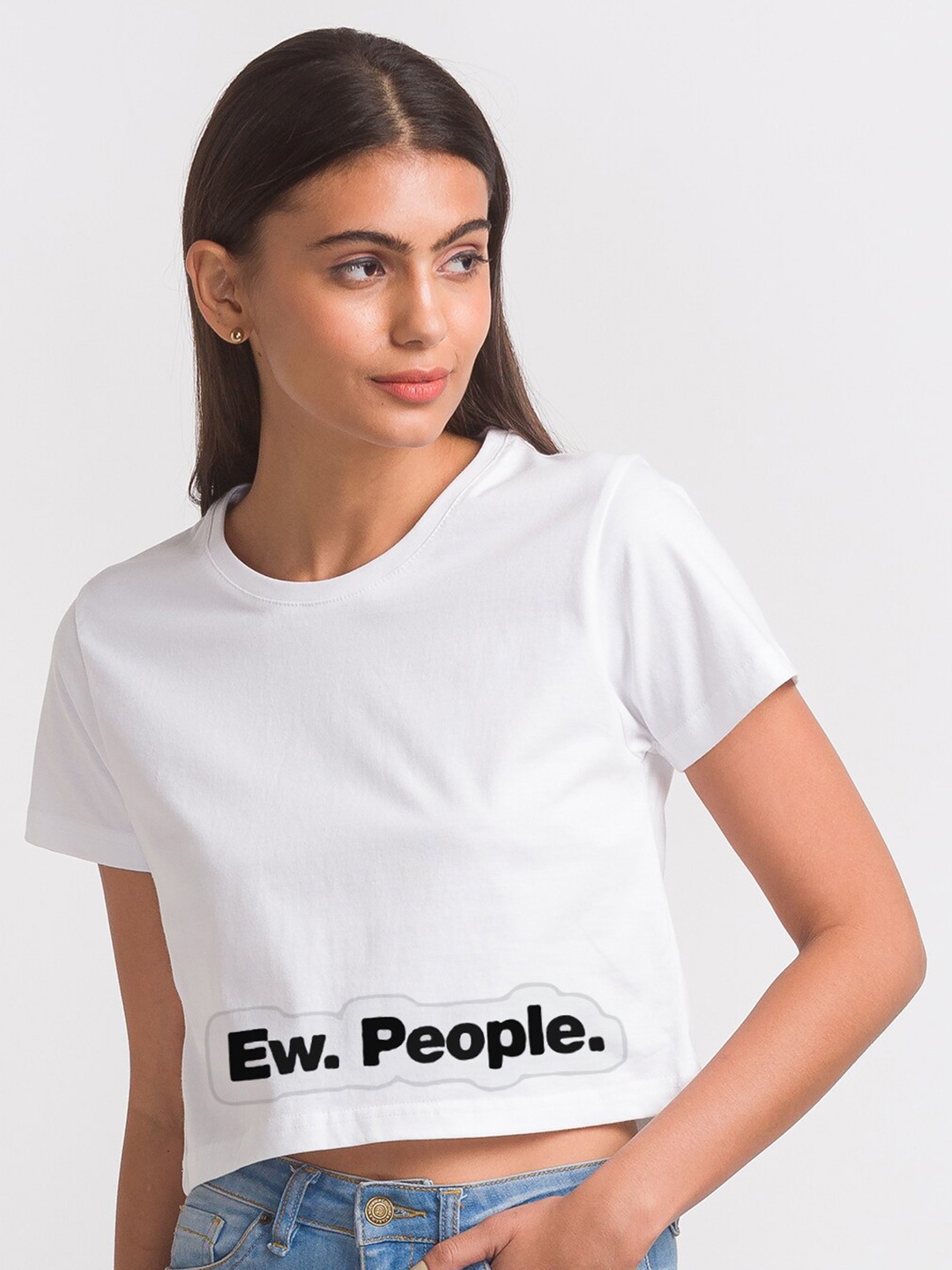 

FashionRack Women White Typography Printed Bio Finish Cotton T-shirt