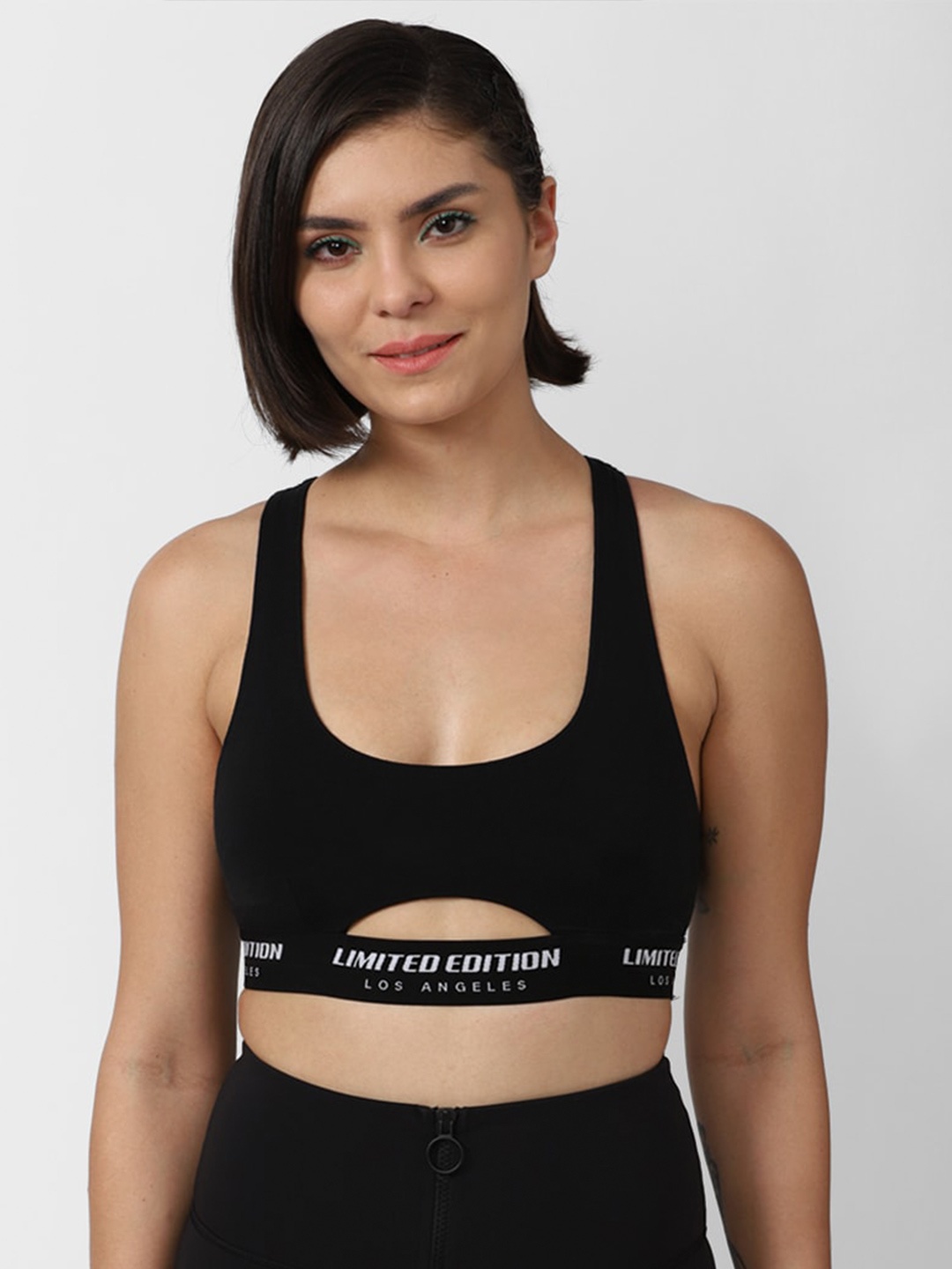 

FOREVER 21 Black & White Non Padded Cotton Active Bra