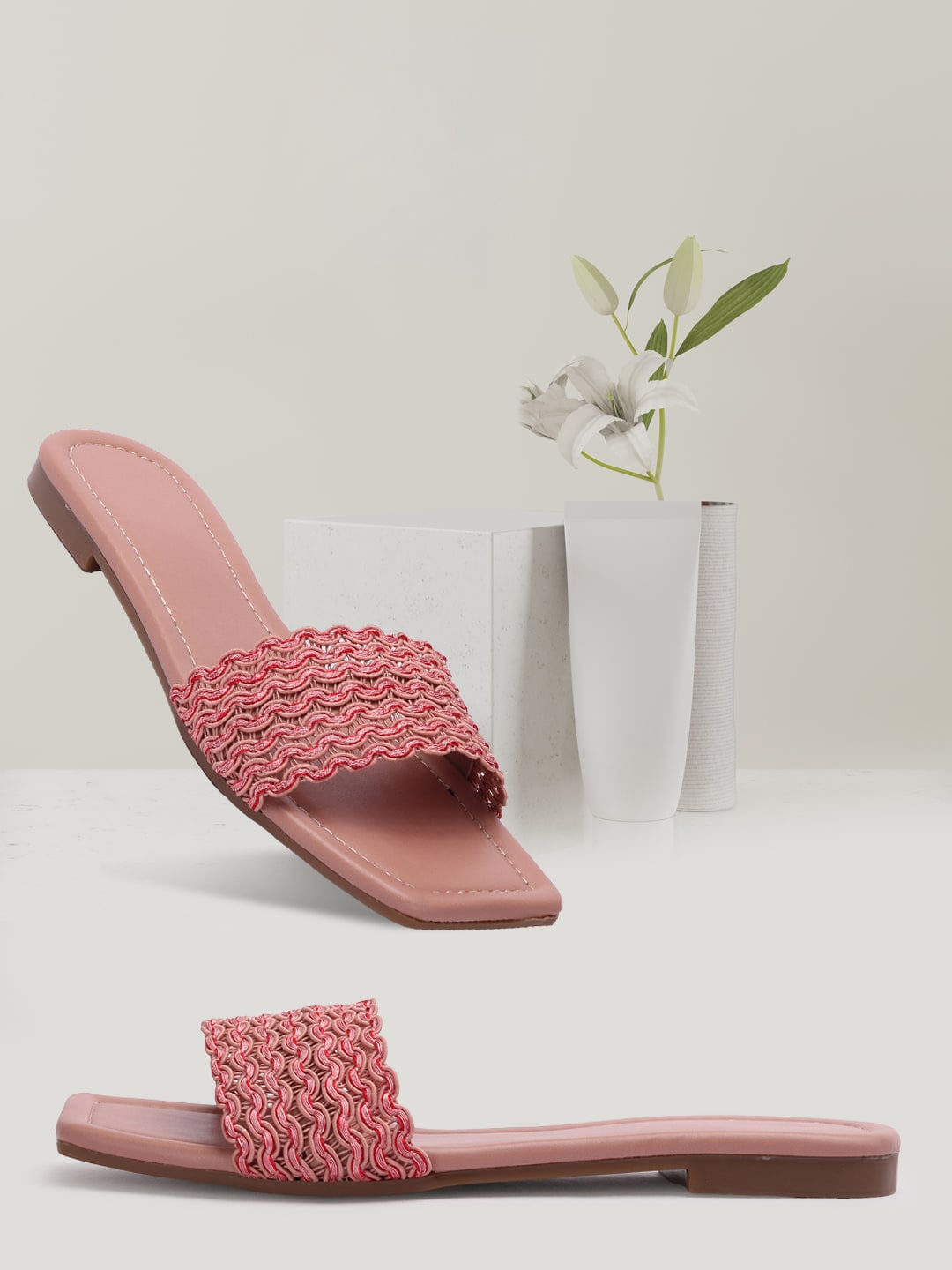 

FASHIMO Women Peach-Coloured Open Toe Flats