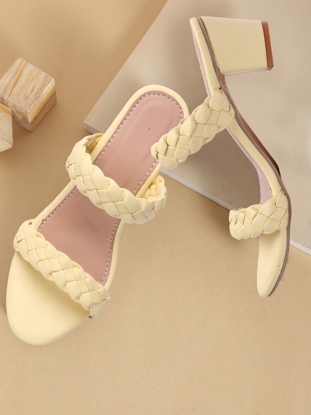 

FASHIMO Yellow Embellished Block Sandals