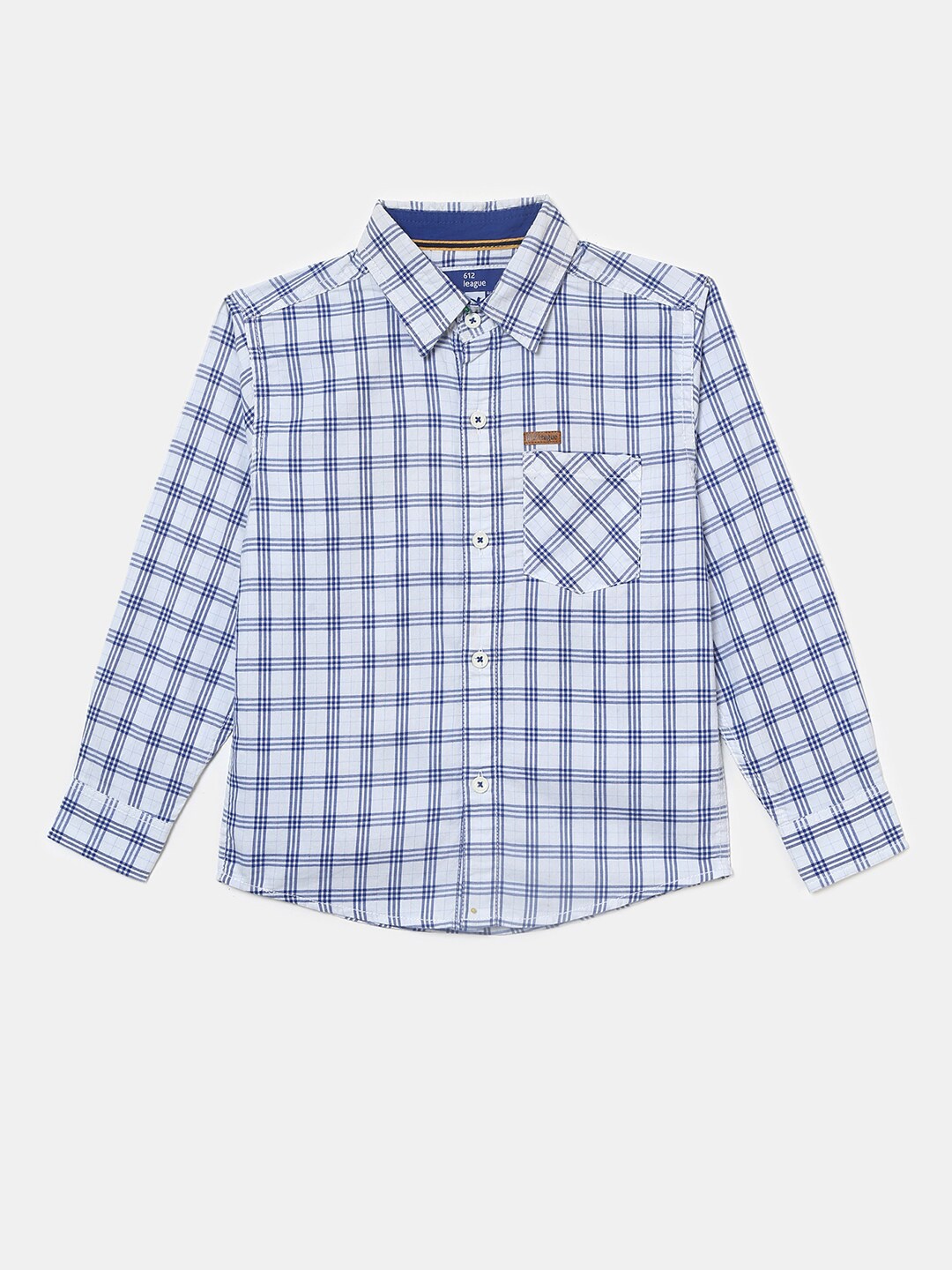 

V-Mart Boys Gingham Checks Checked Casual Shirt, Blue