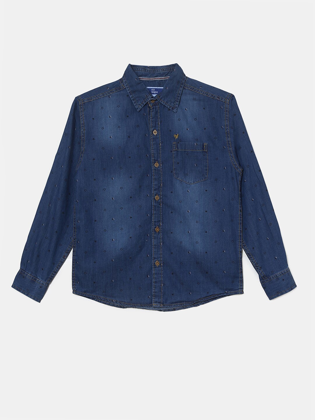 

V-Mart Boys Faded Cotton Casual Shirt, Navy blue
