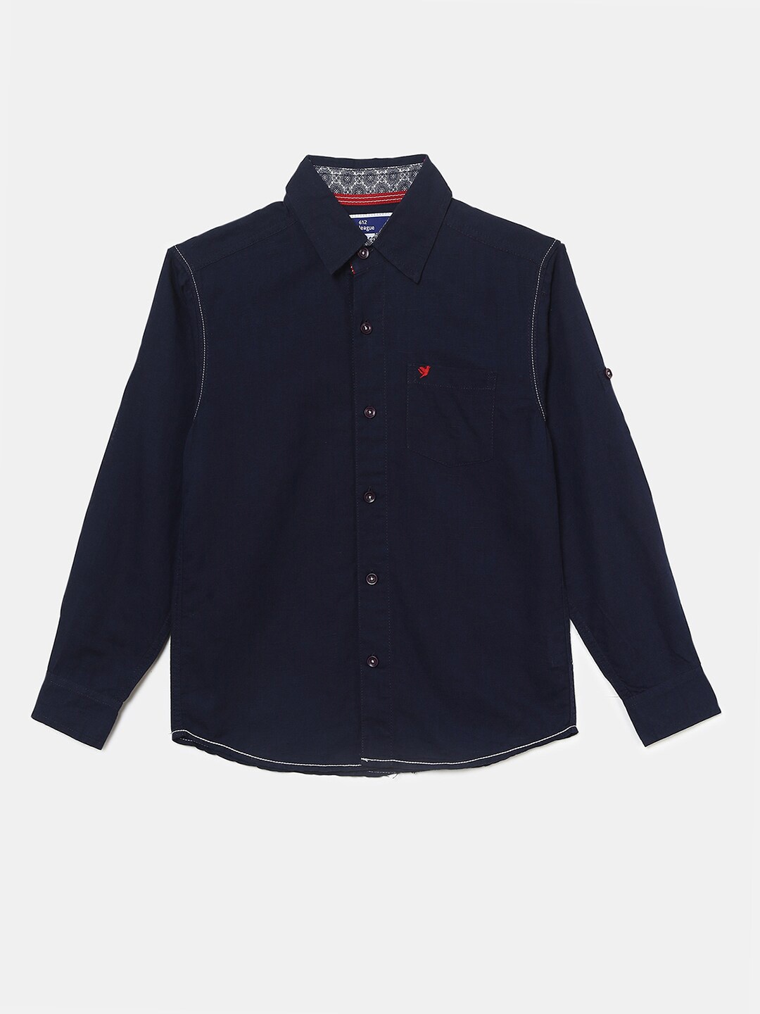 

V-Mart Boys Navy Blue Linen Casual Shirt