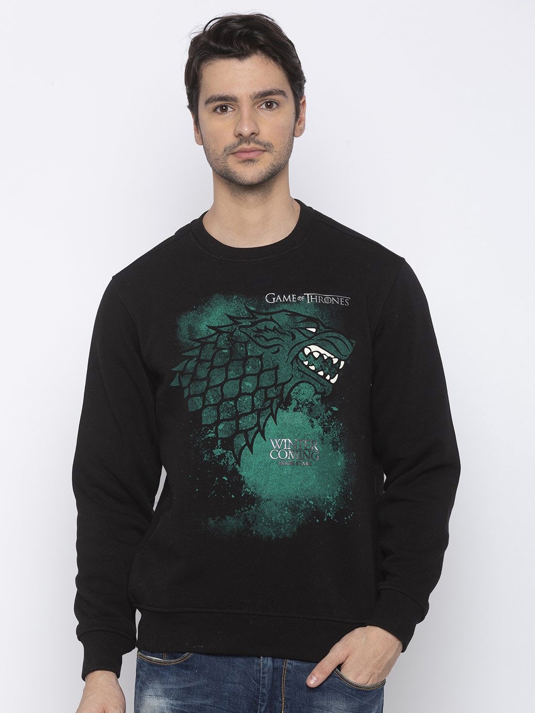 

Status Quo Men Black Printed Cotton Sweatshirt