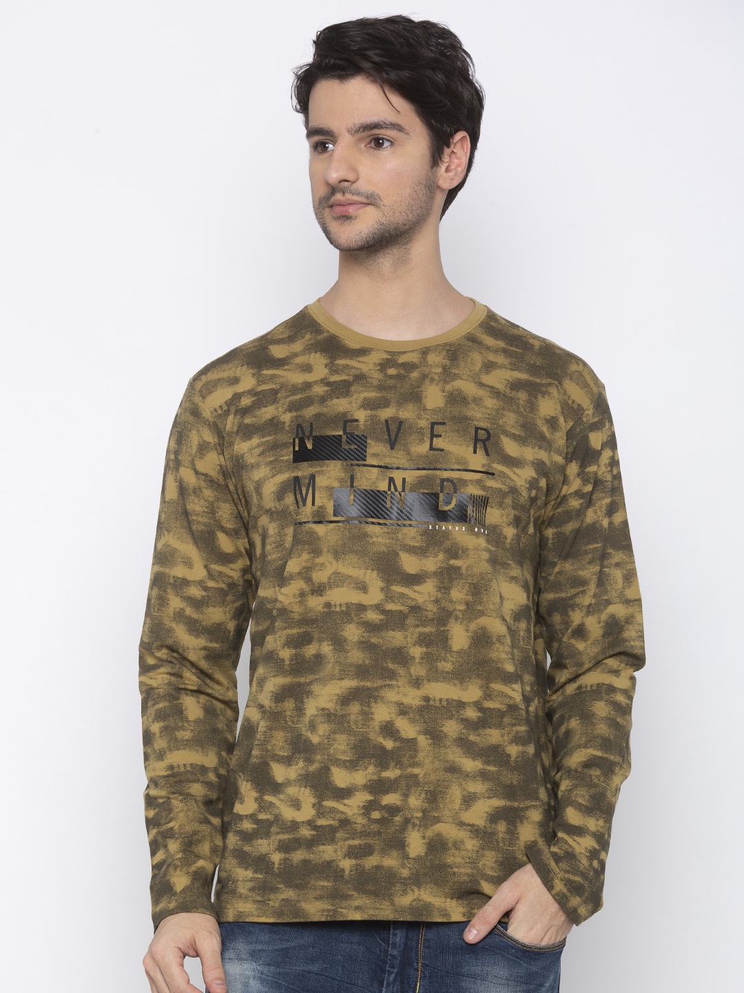 

Status Quo Men Brown Printed Cotton Sweatshirt