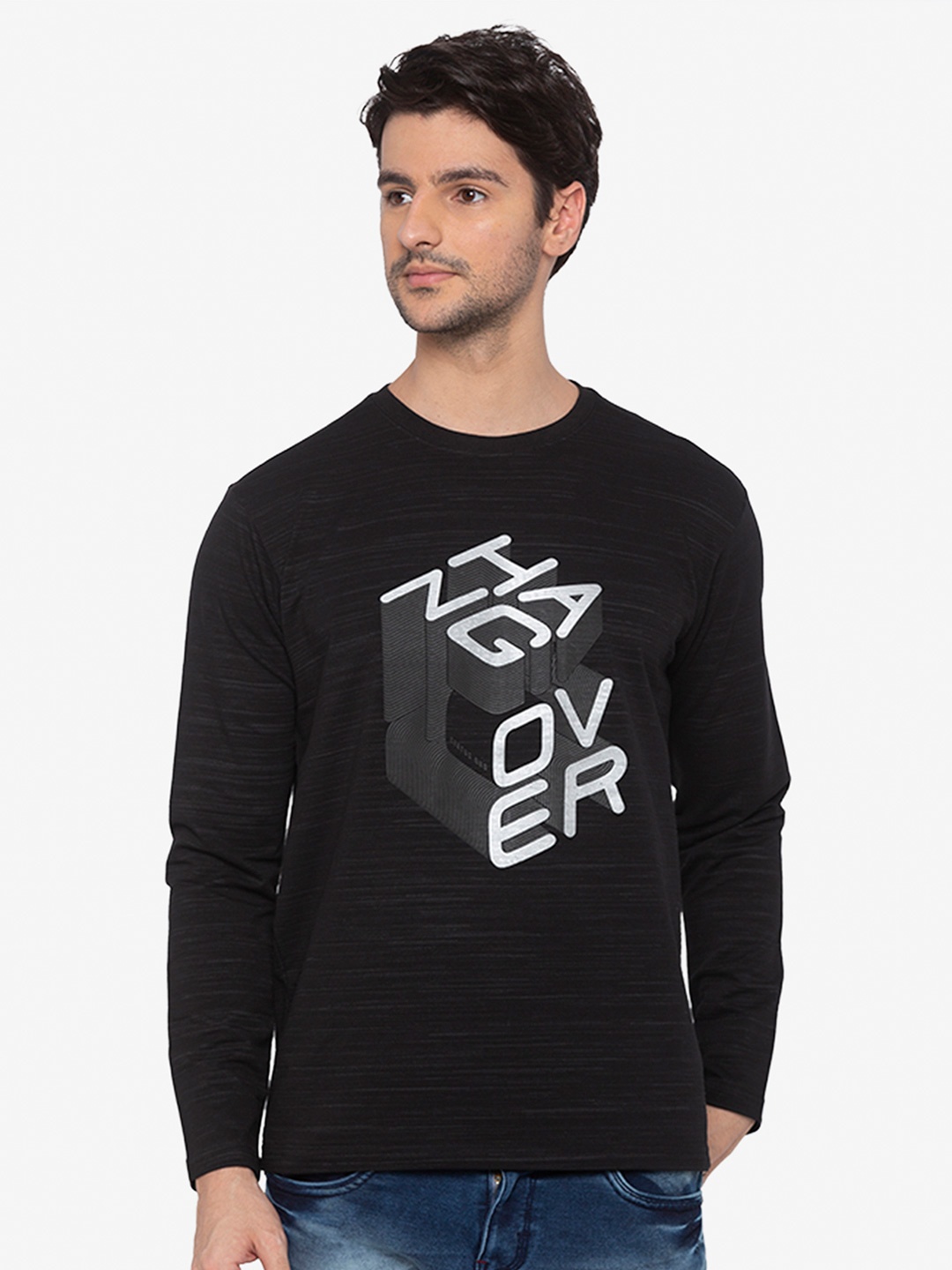 

Status Quo Men Black Printed Cotton Sweatshirt