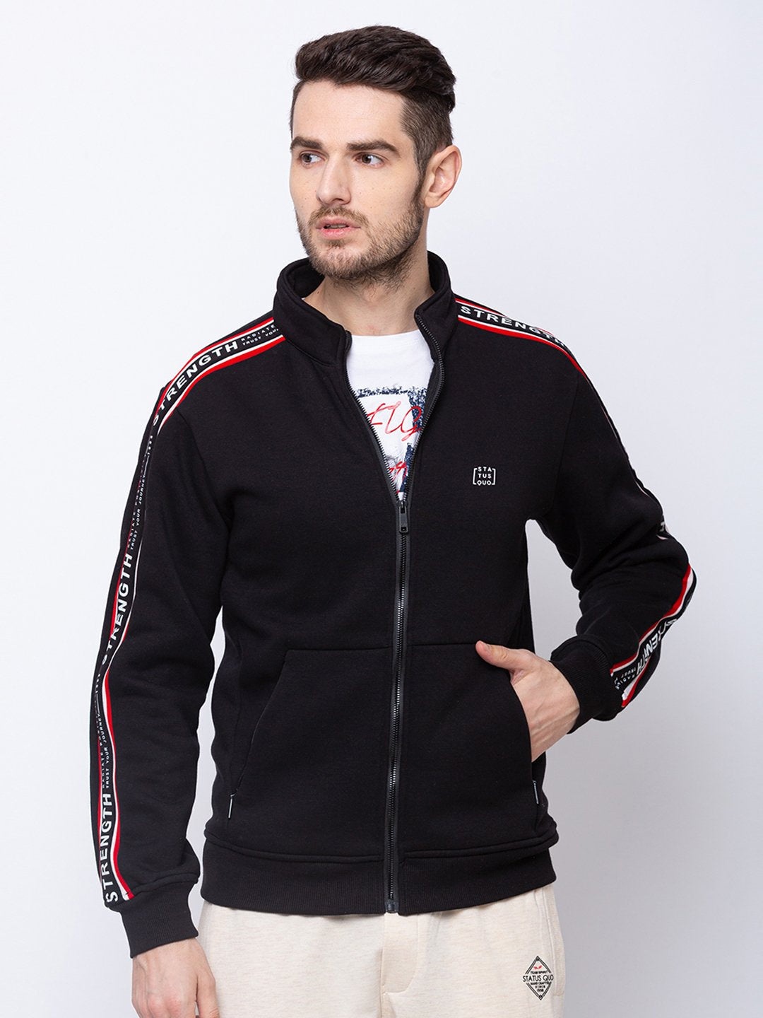 

Status Quo Men Black Cotton Sweatshirt