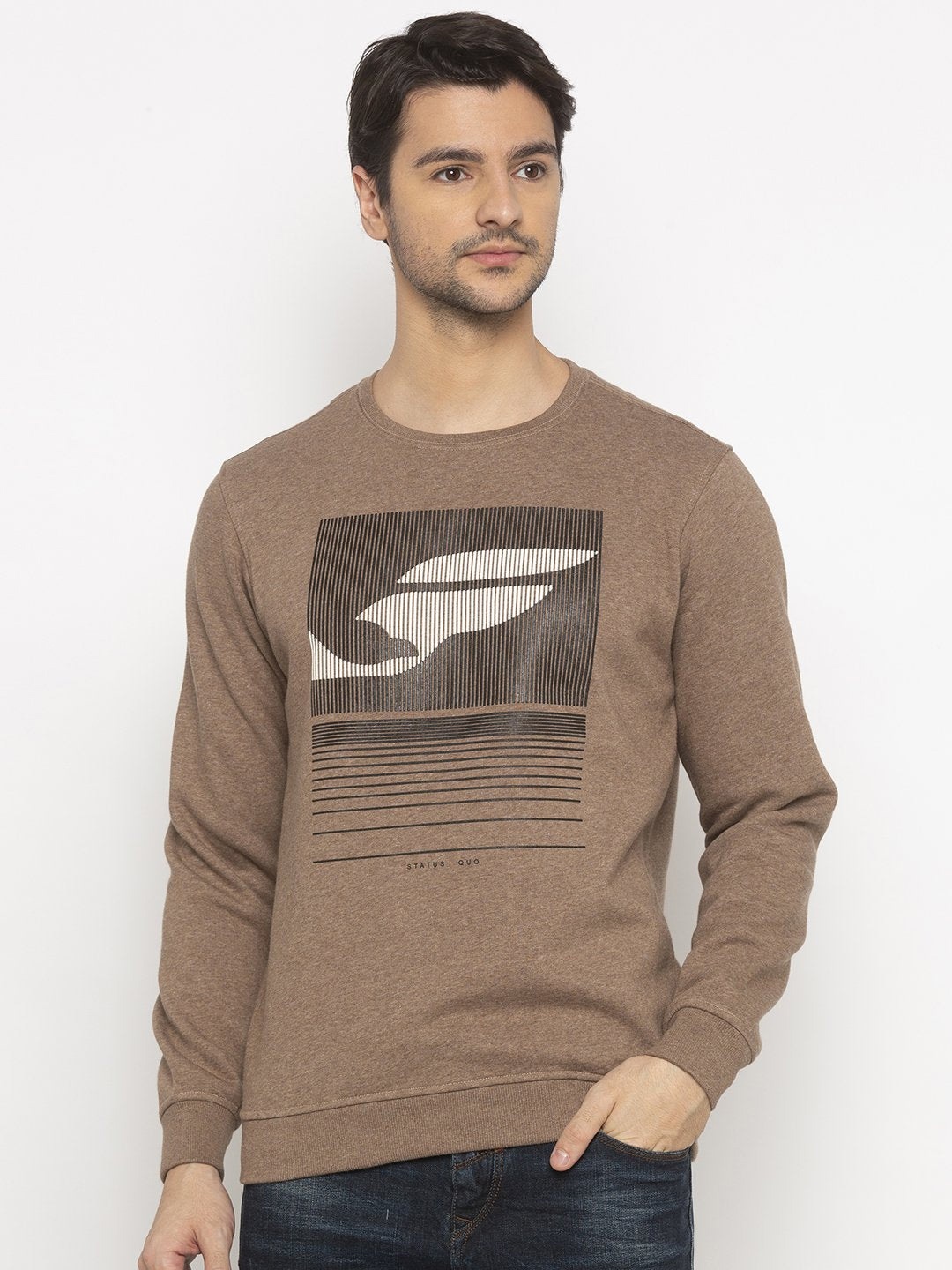 

Status Quo Men Brown Printed Sweatshirt