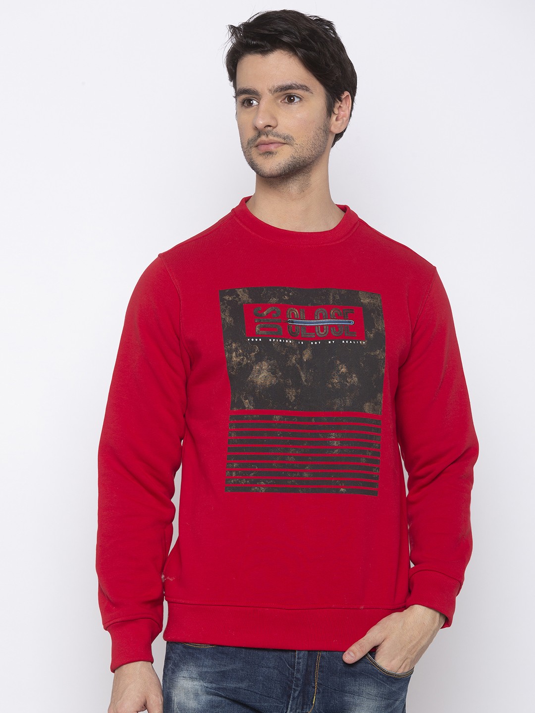 

Status Quo Men Red Printed Sweatshirt