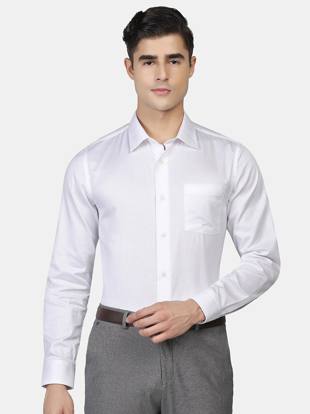 

Blackberrys Men Cotton Slim Fit Casual Shirt, White