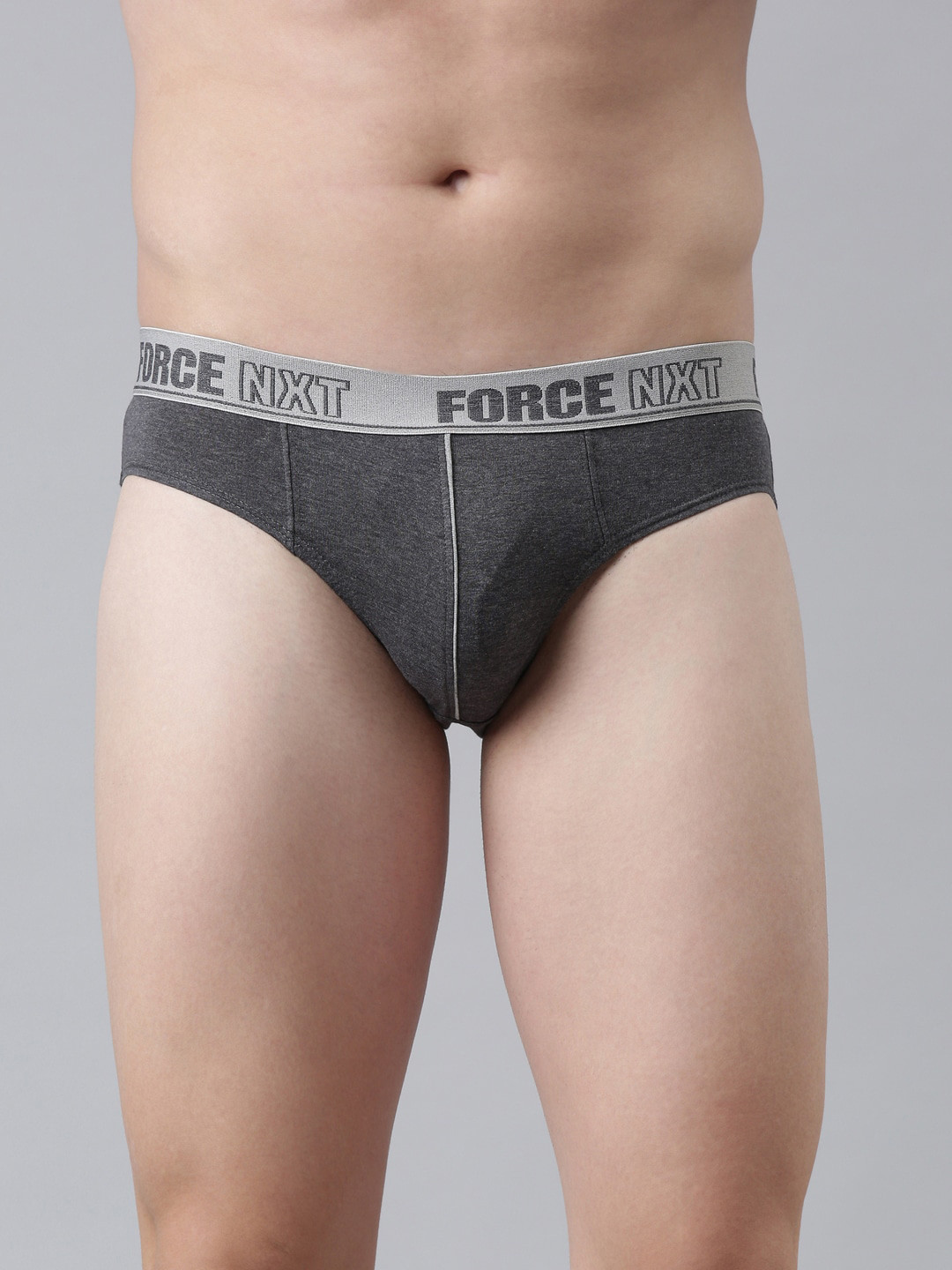 

Force NXT Men Grey Melange Anti Bacterial Cotton Basic Briefs