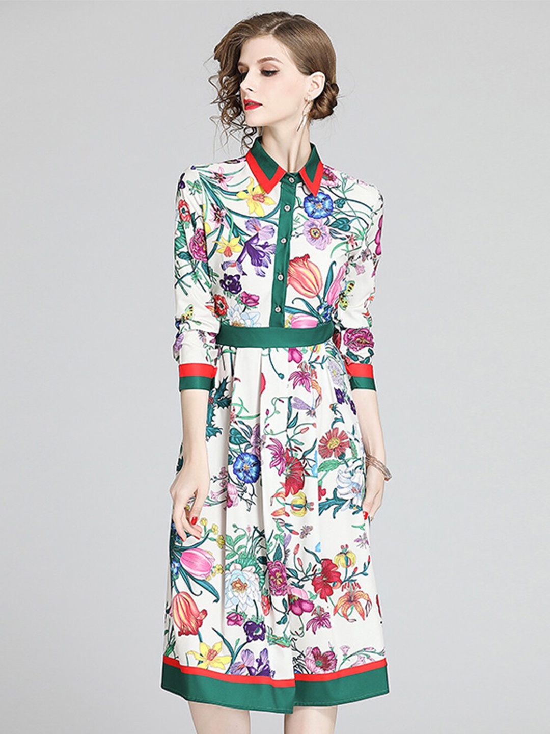

JC Collection Women White Floral Fit And Flare Dress