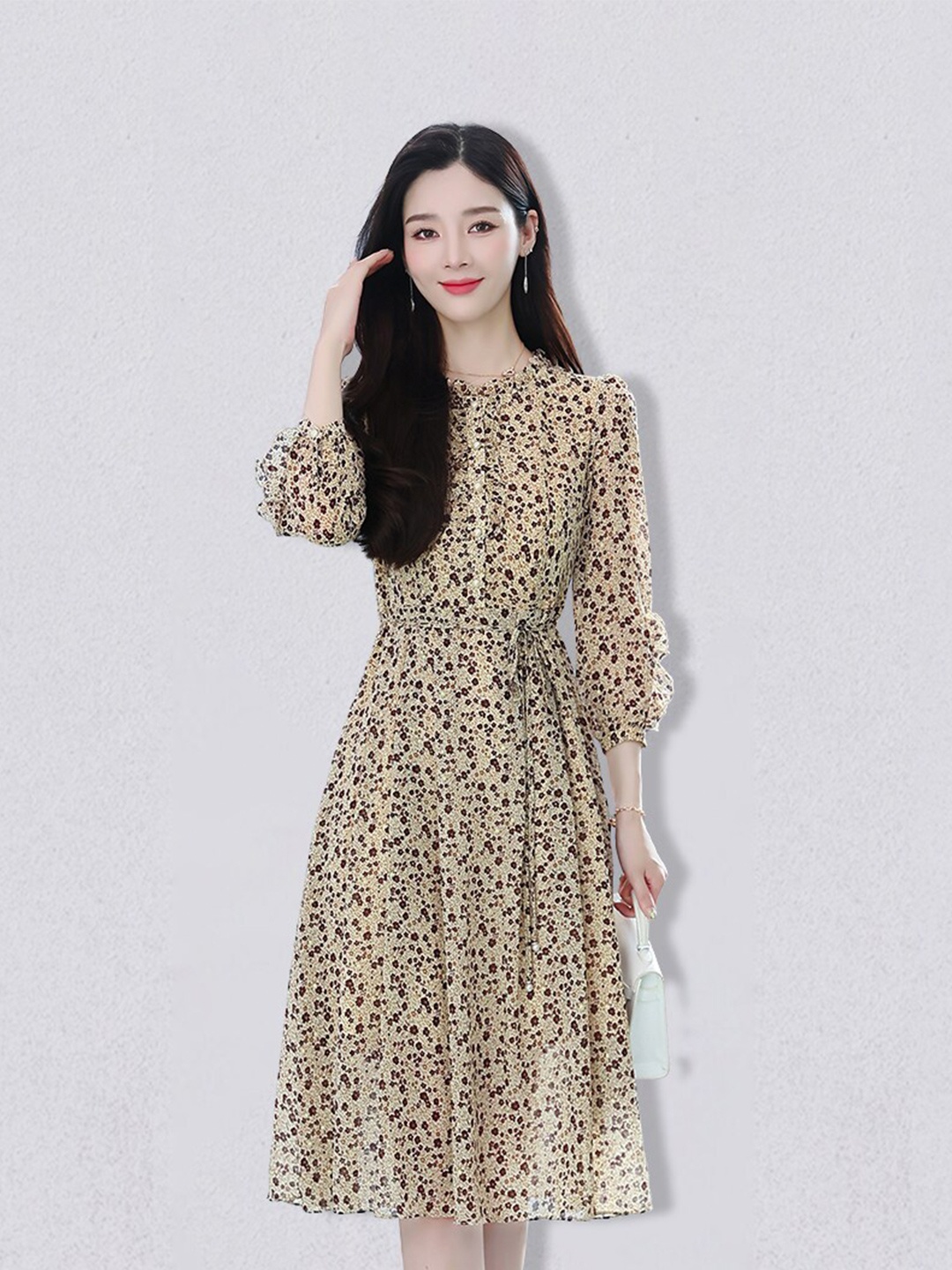 

JC Collection Women Beige Floral Fit And Flare Dress