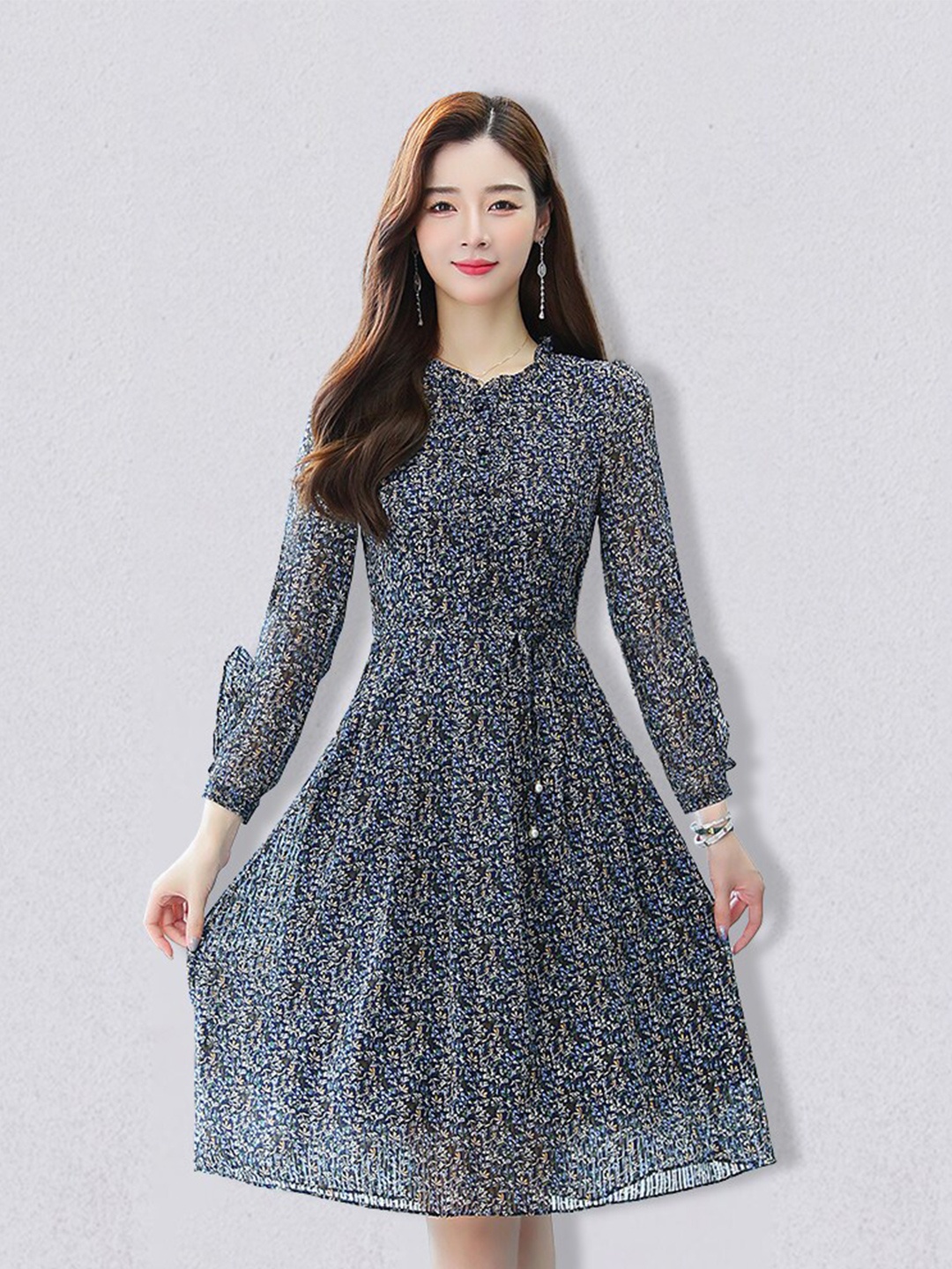 

JC Collection Women Blue Floral Fit And Flare Dress