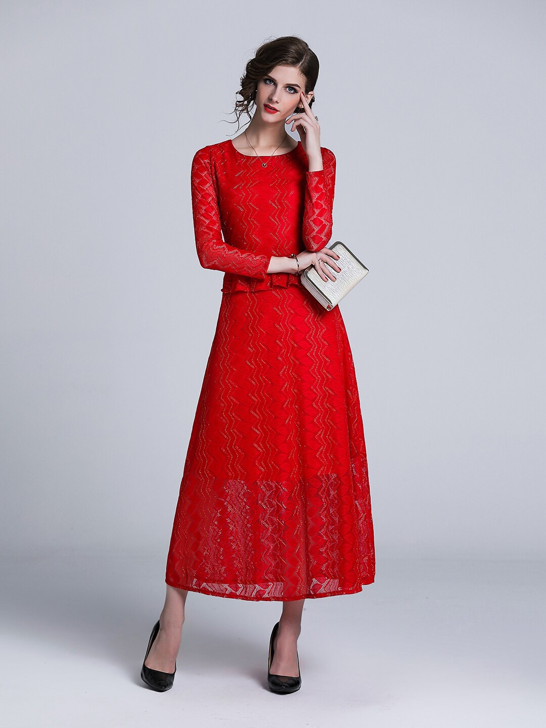 

JC Collection Women Red Fit And Flare Maxi Dress