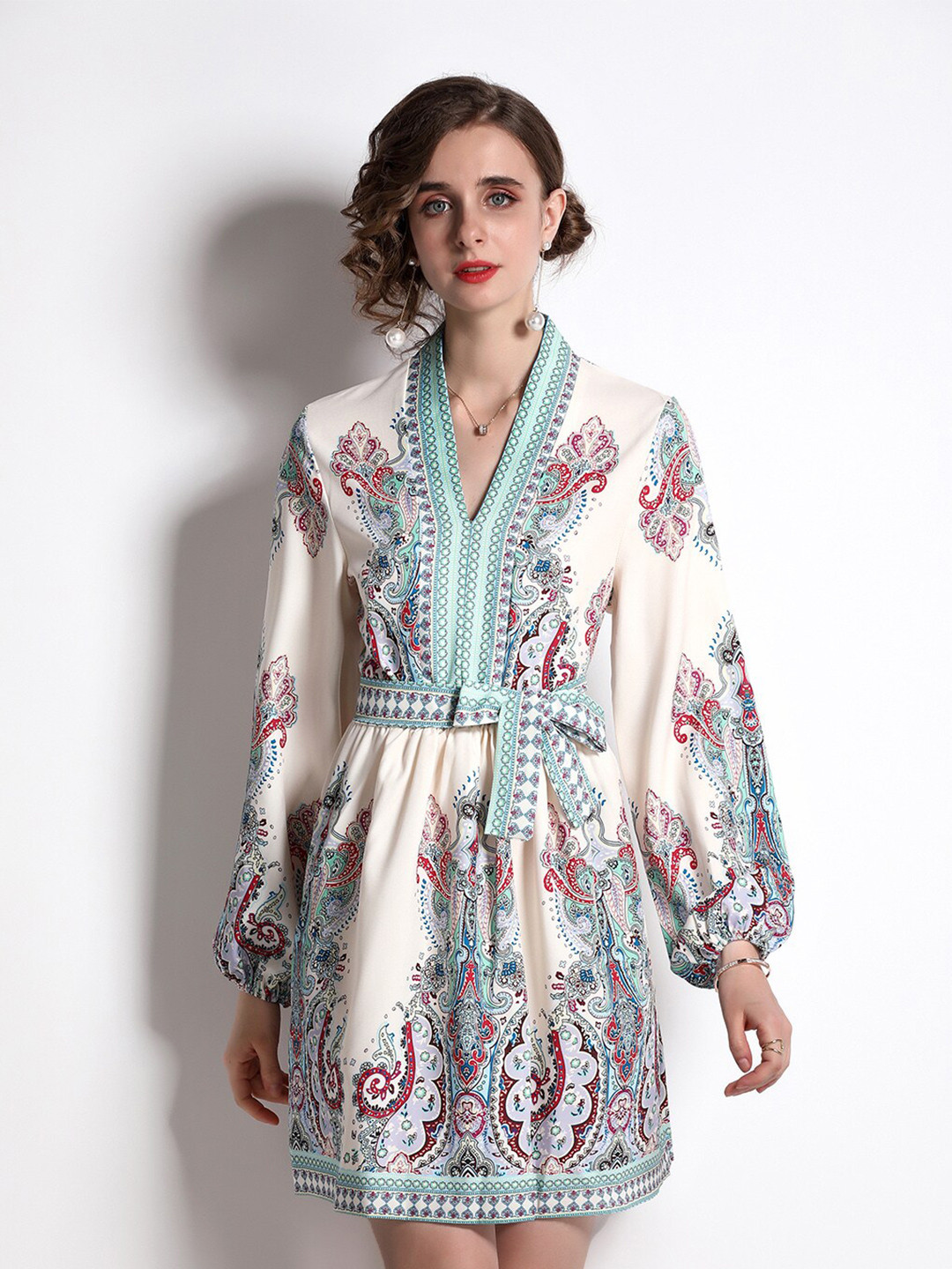 

JC Collection Women Off White Ethnic Motifs Fit And Flare Dress