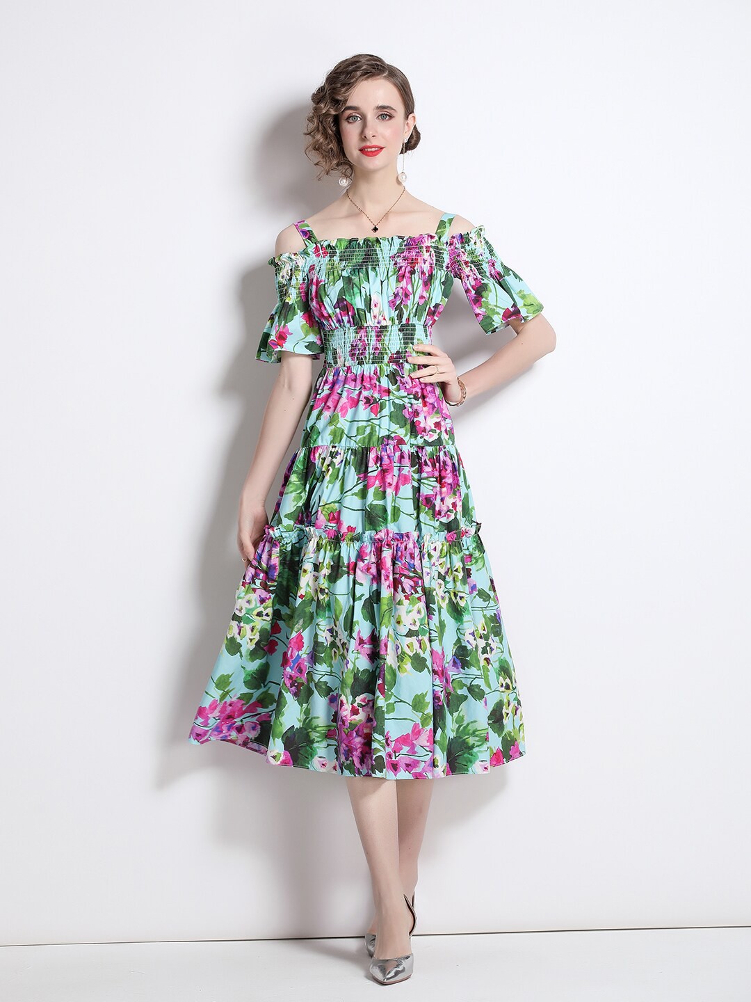 

JC Collection Blue & Lavender Floral Midi Dress