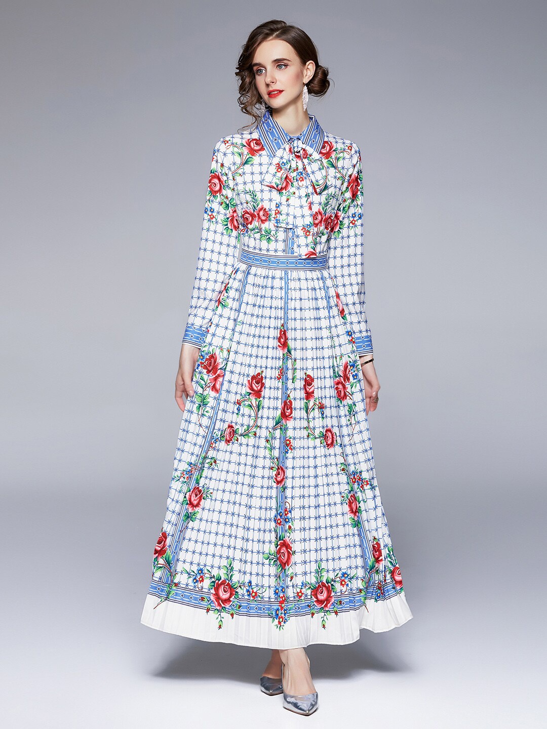 

JC Collection White & Blue Floral Maxi Dress
