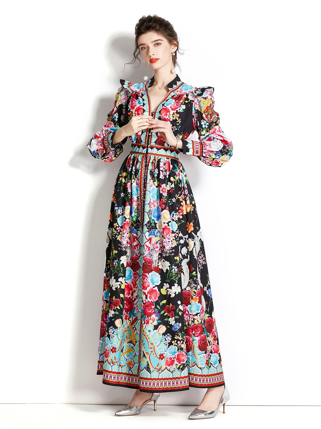 

JC Collection Black Floral Maxi Dress