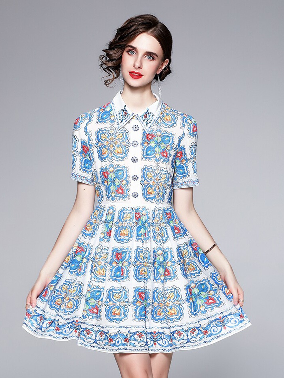 

JC Collection Blue Ethnic Motifs Dress