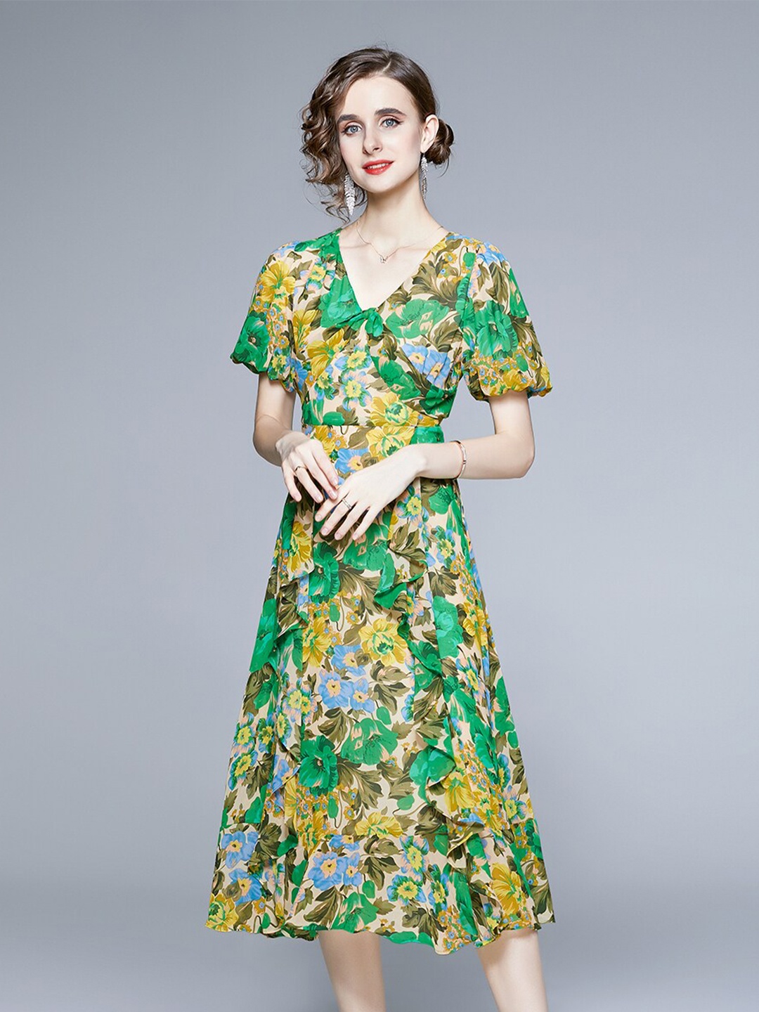 

JC Collection Green Floral Midi Dress