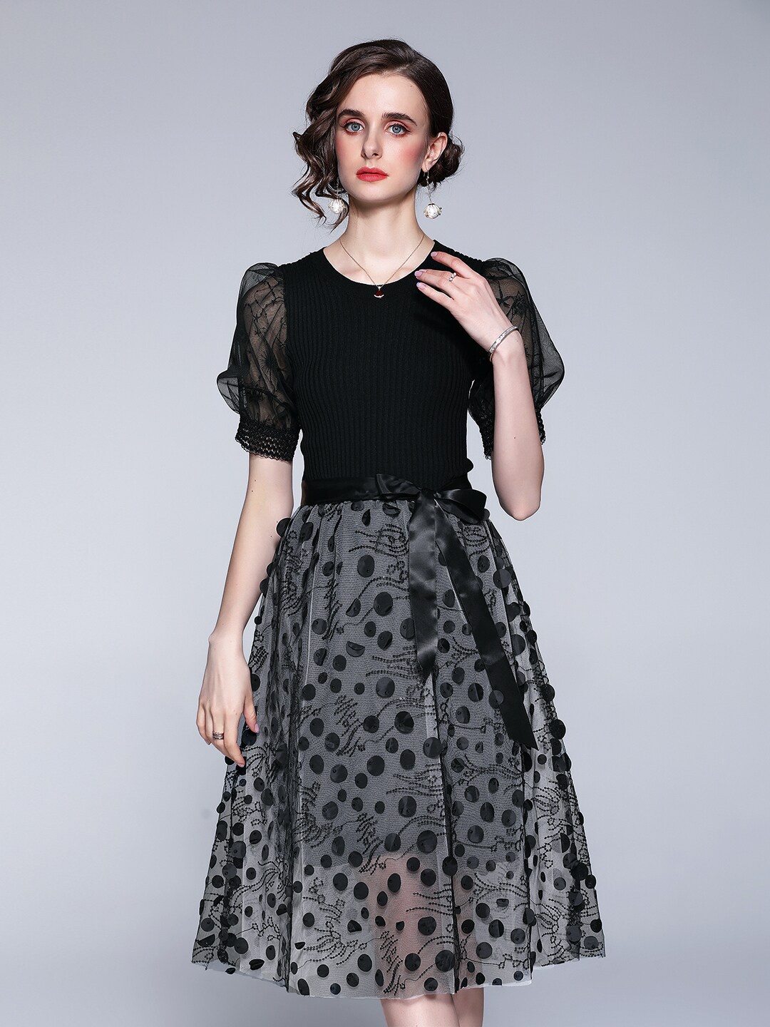 

JC Collection Black Floral Midi Dress