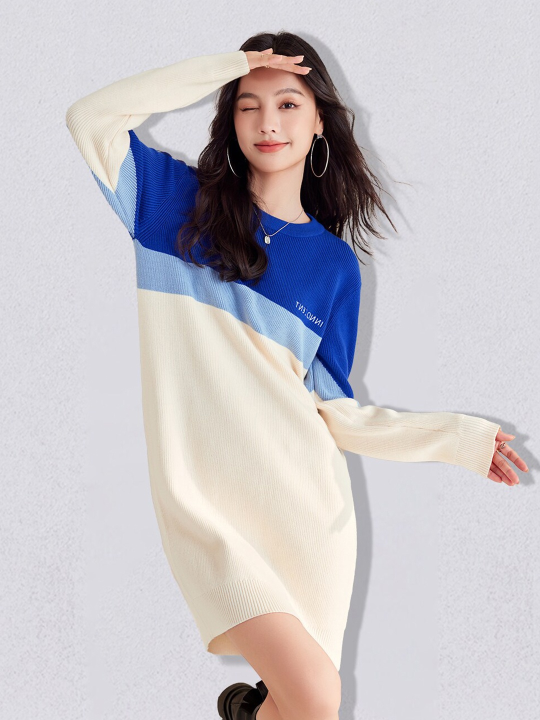 

JC Collection Beige & Blue Colourblocked Sheath Dress