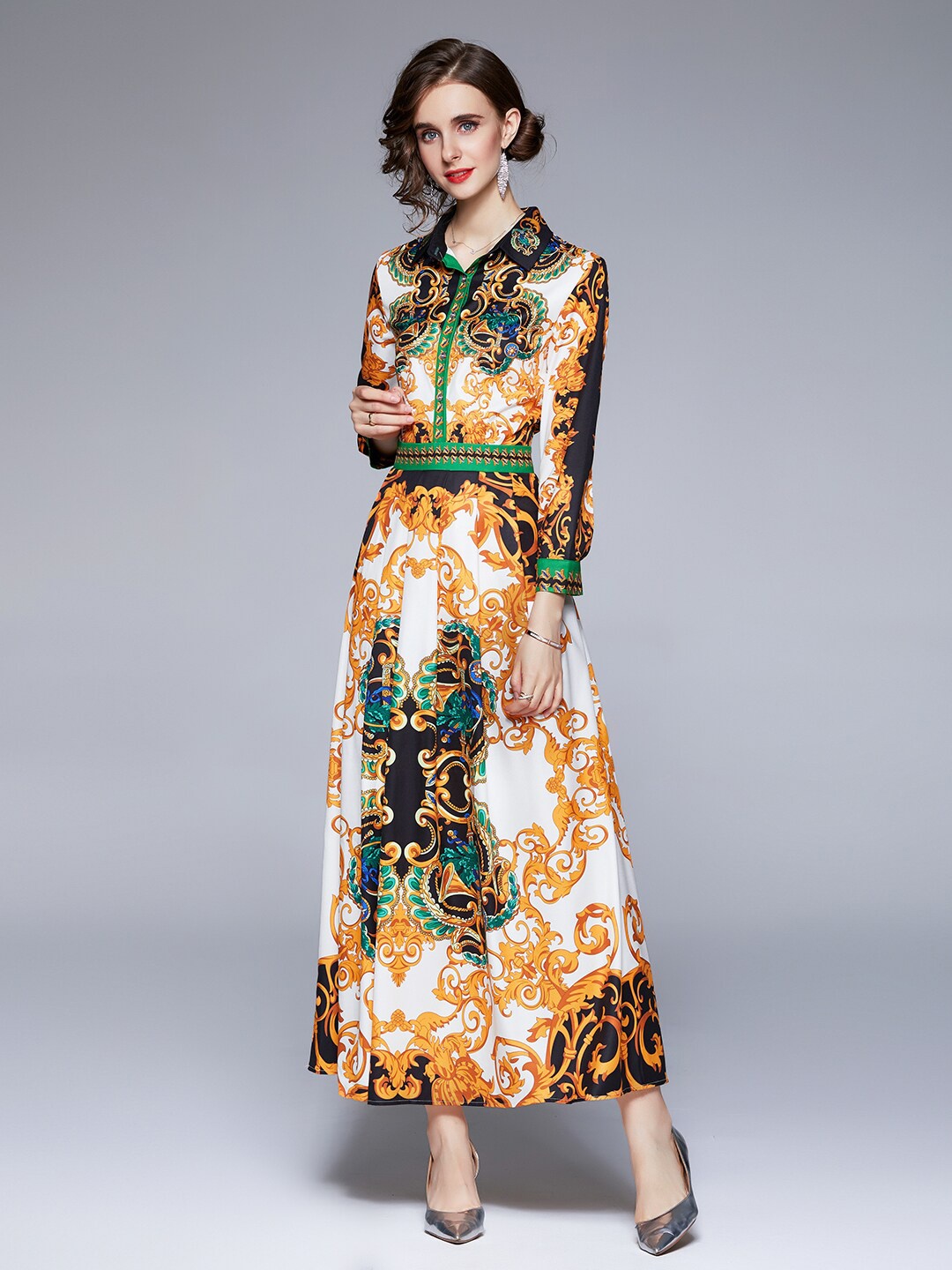 

JC Collection White & Orange Floral Maxi Dress