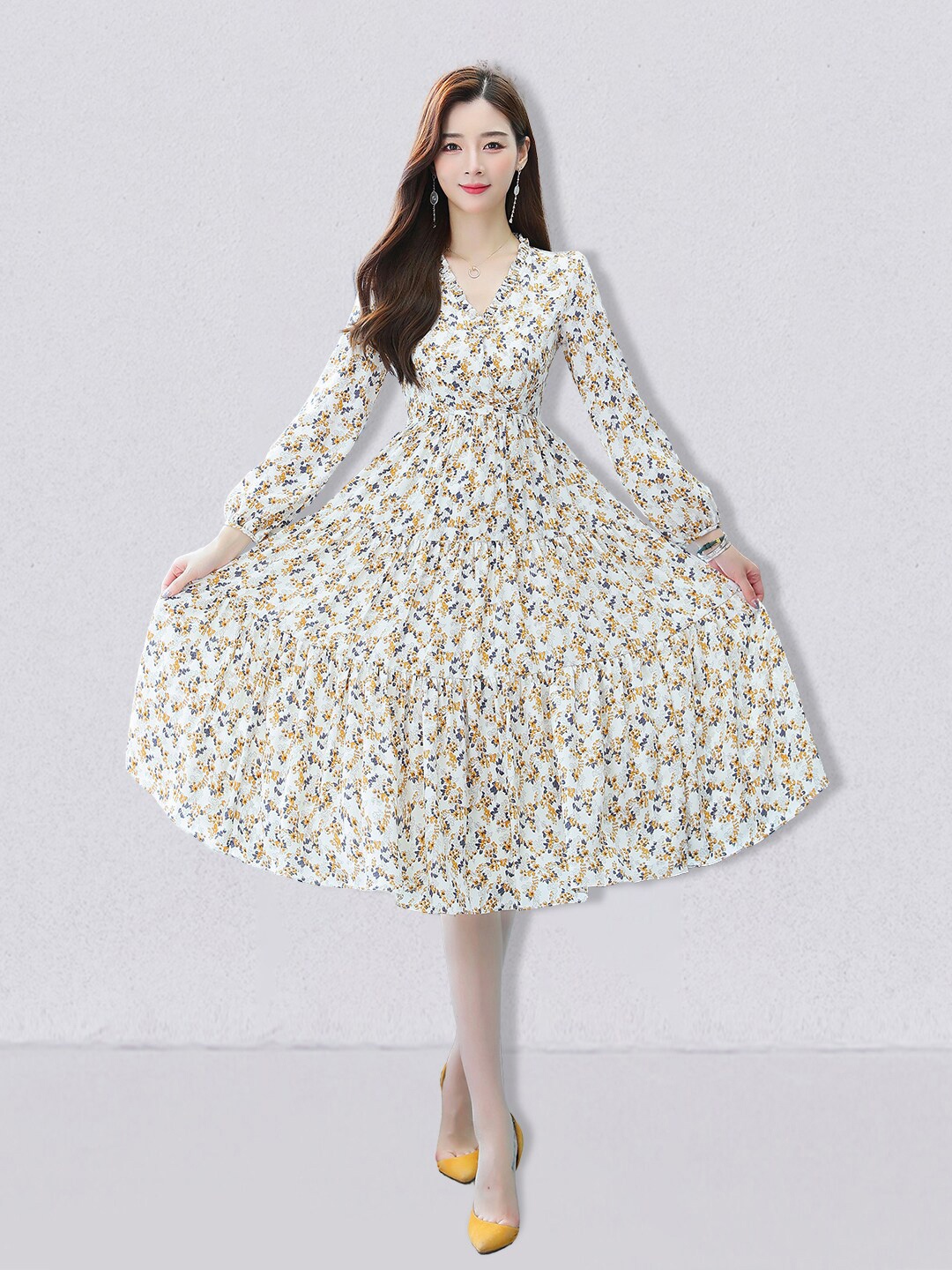 

JC Collection Off White Floral Midi Dress