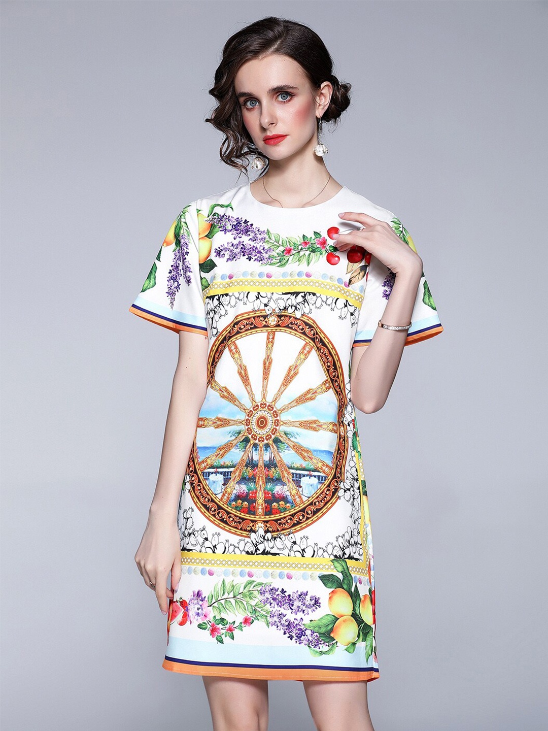 

JC Collection Graphic Printed T-shirt Dress, White