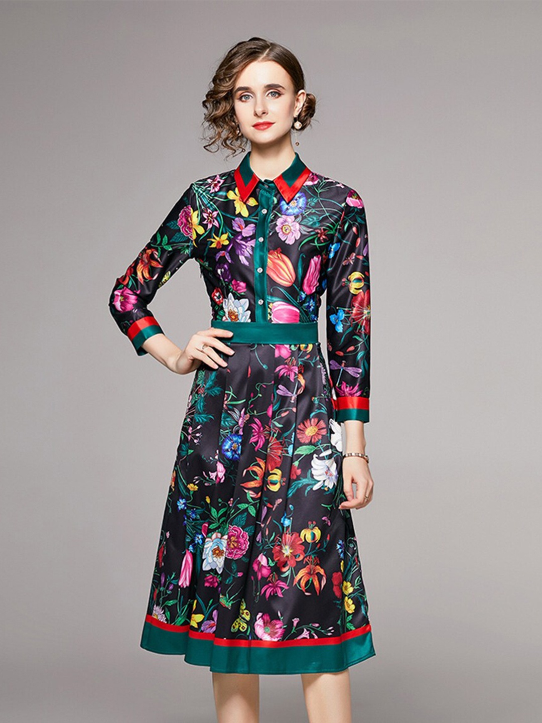 

JC Collection Black Floral Midi Dress