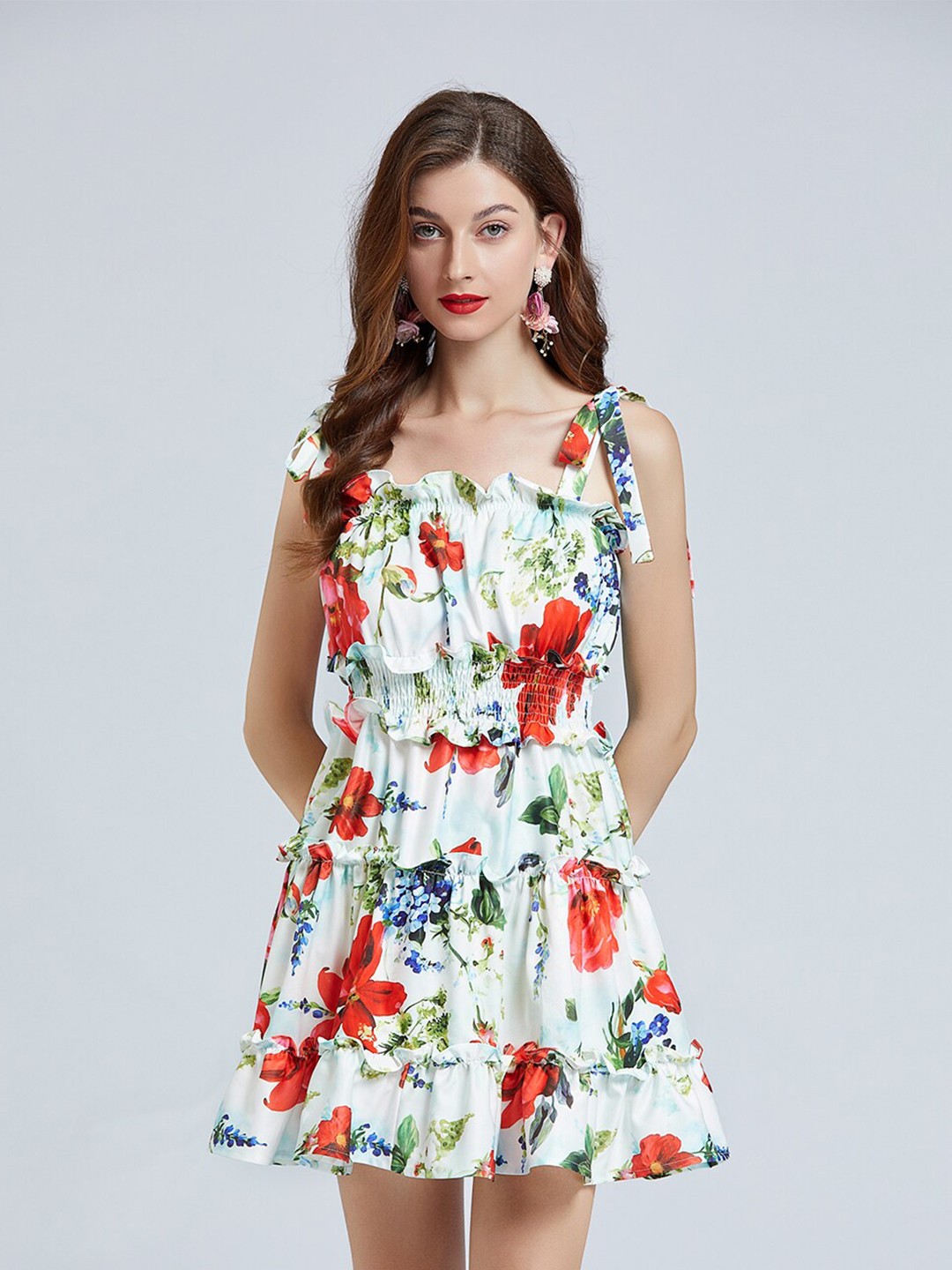 

JC Collection Off White & Red Floral Mini Dress