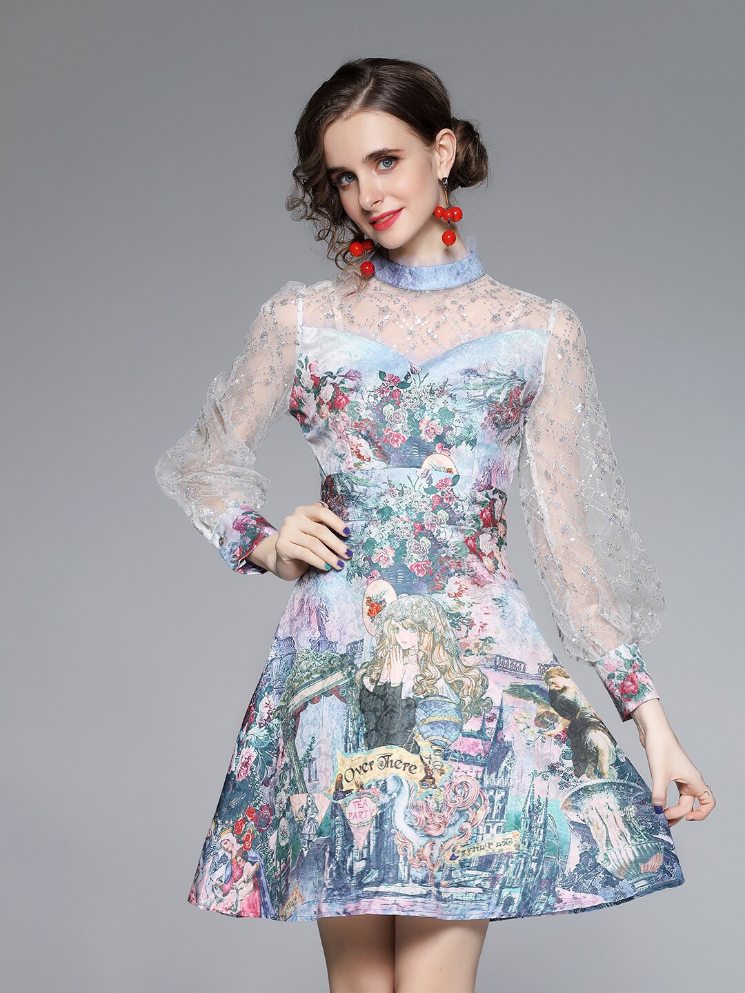 

JC Collection Blue & Red Floral Mini Dress