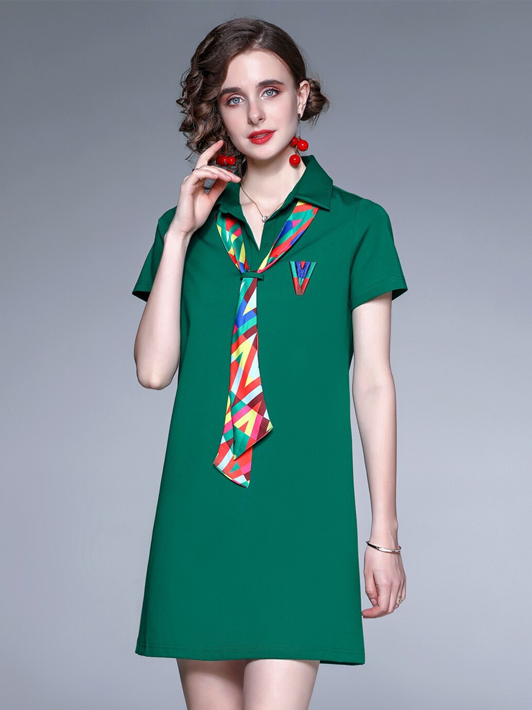 

JC Collection Green Embroidered T-shirt Dress