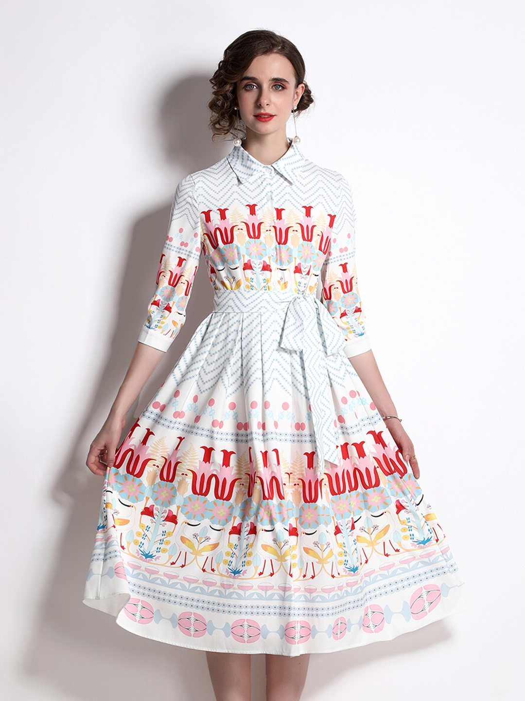 

JC Collection Floral Printed Dress, White