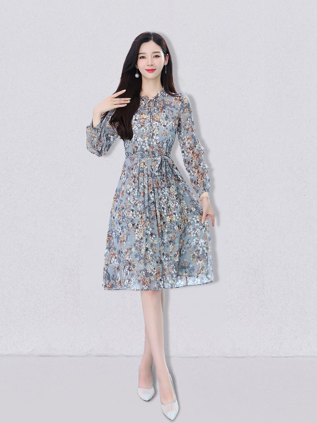 

JC Collection Grey Floral Dress