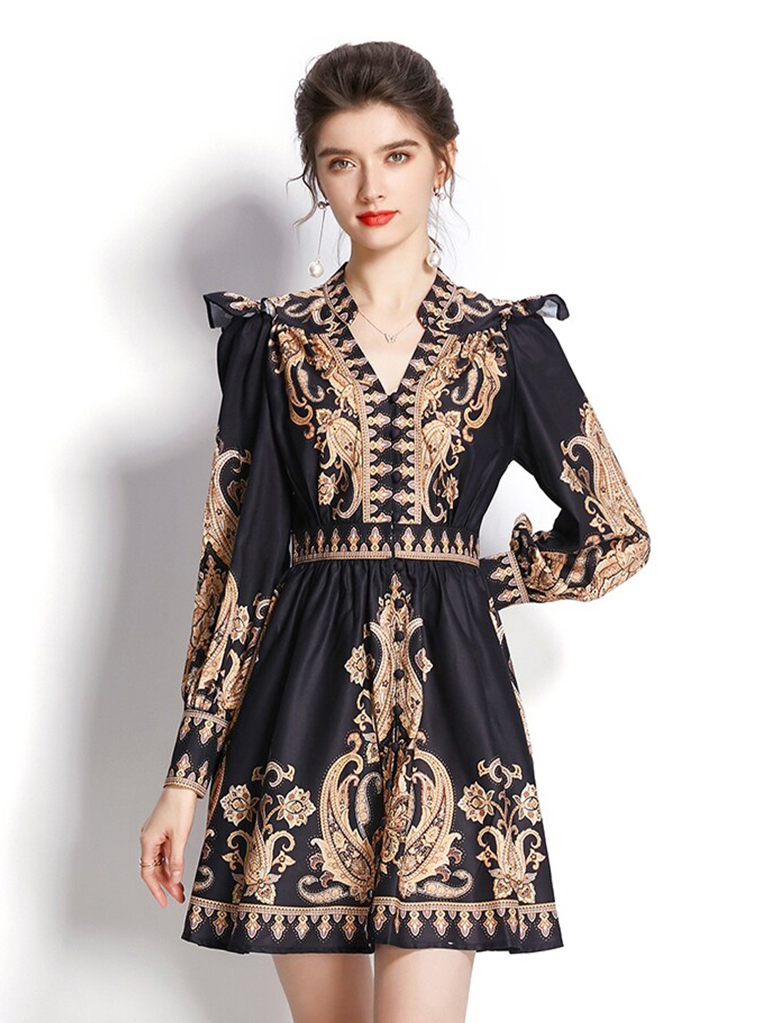 

JC Collection Black Ethnic Motifs Polyester Dress