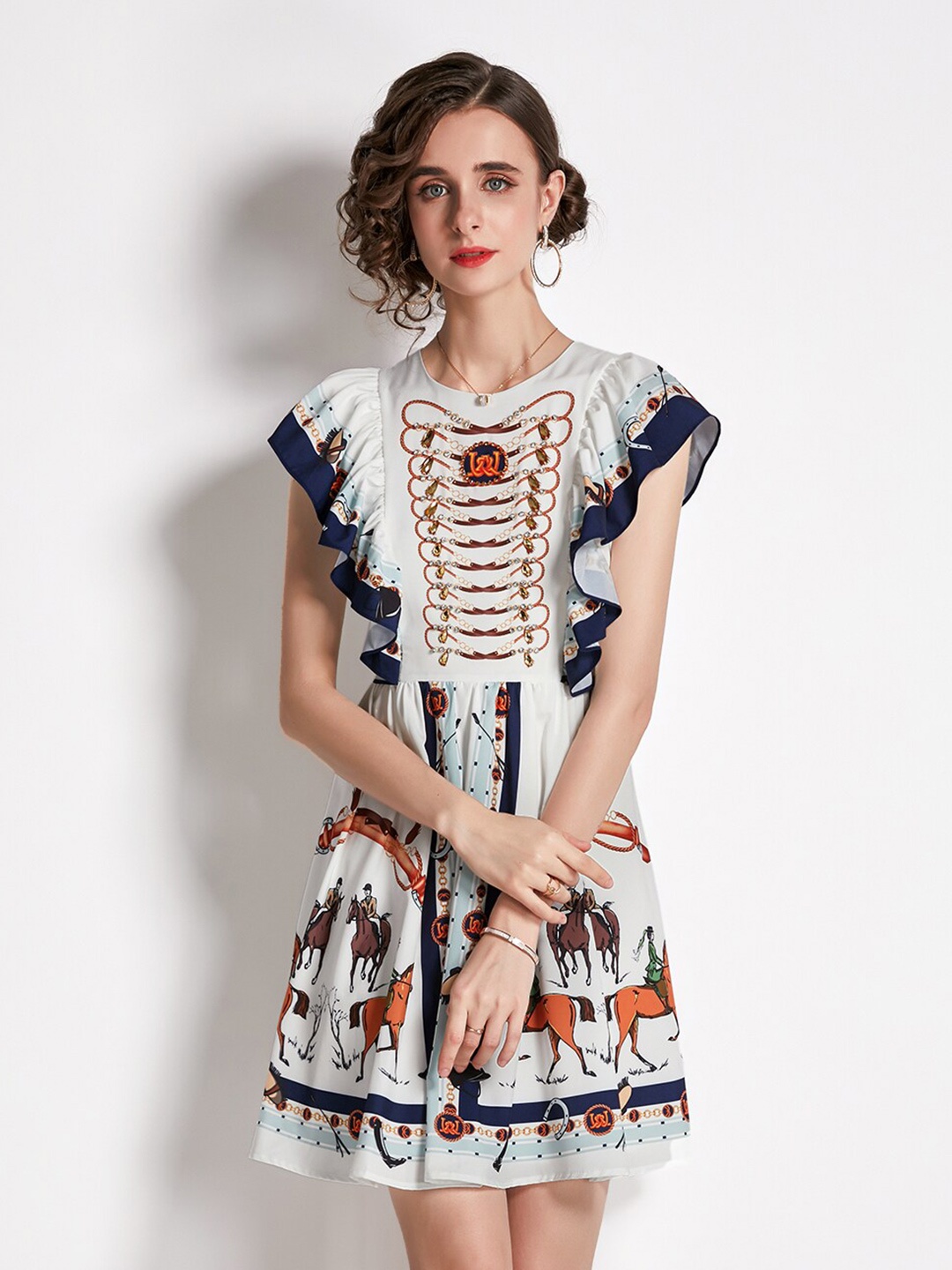 

JC Collection White & Black Polyester Dress