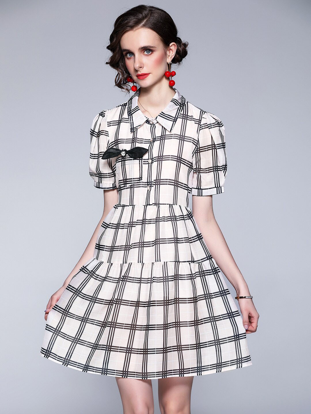 

JC Collection Brown Checked Polyester Dress