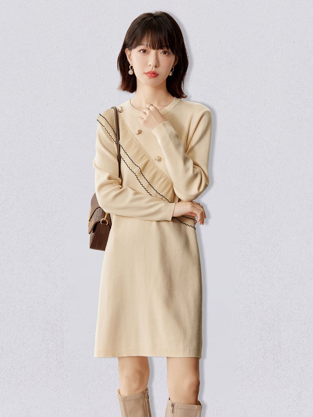 

JC Collection Beige Embellished A-Line Dress