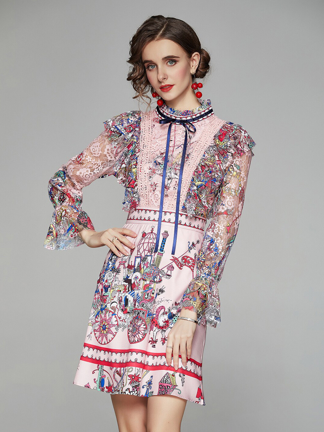 

JC Collection Pink Ethnic Motif Printed A-Line Dress