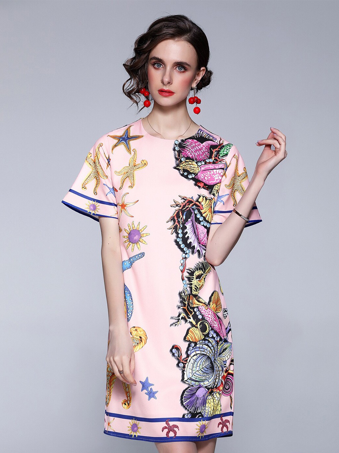 

JC Collection Pink & Blue Printed Sheath Dress