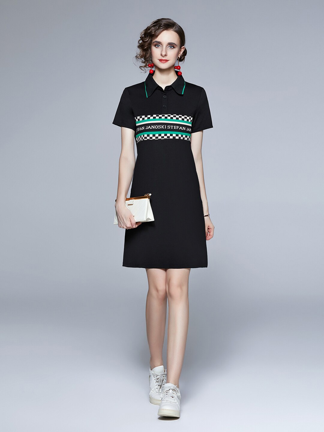 

JC Collection Black Printed T-shirt Dress