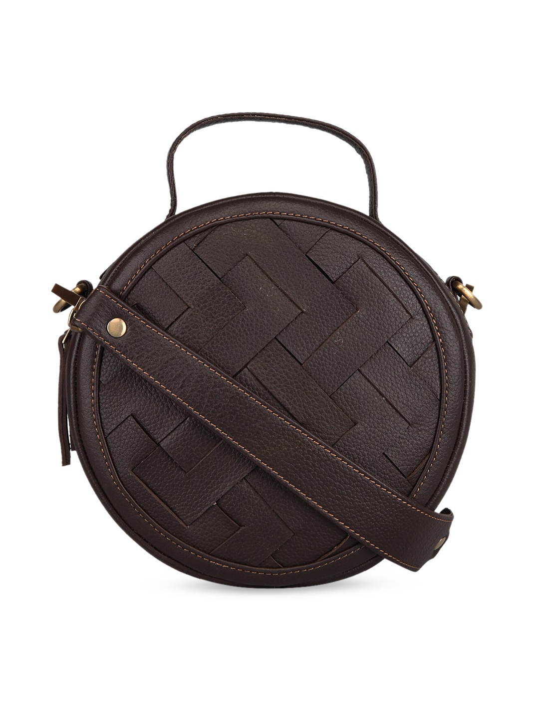 

GENWAYNE Women Brown Textured Leather Structured Sling Bag