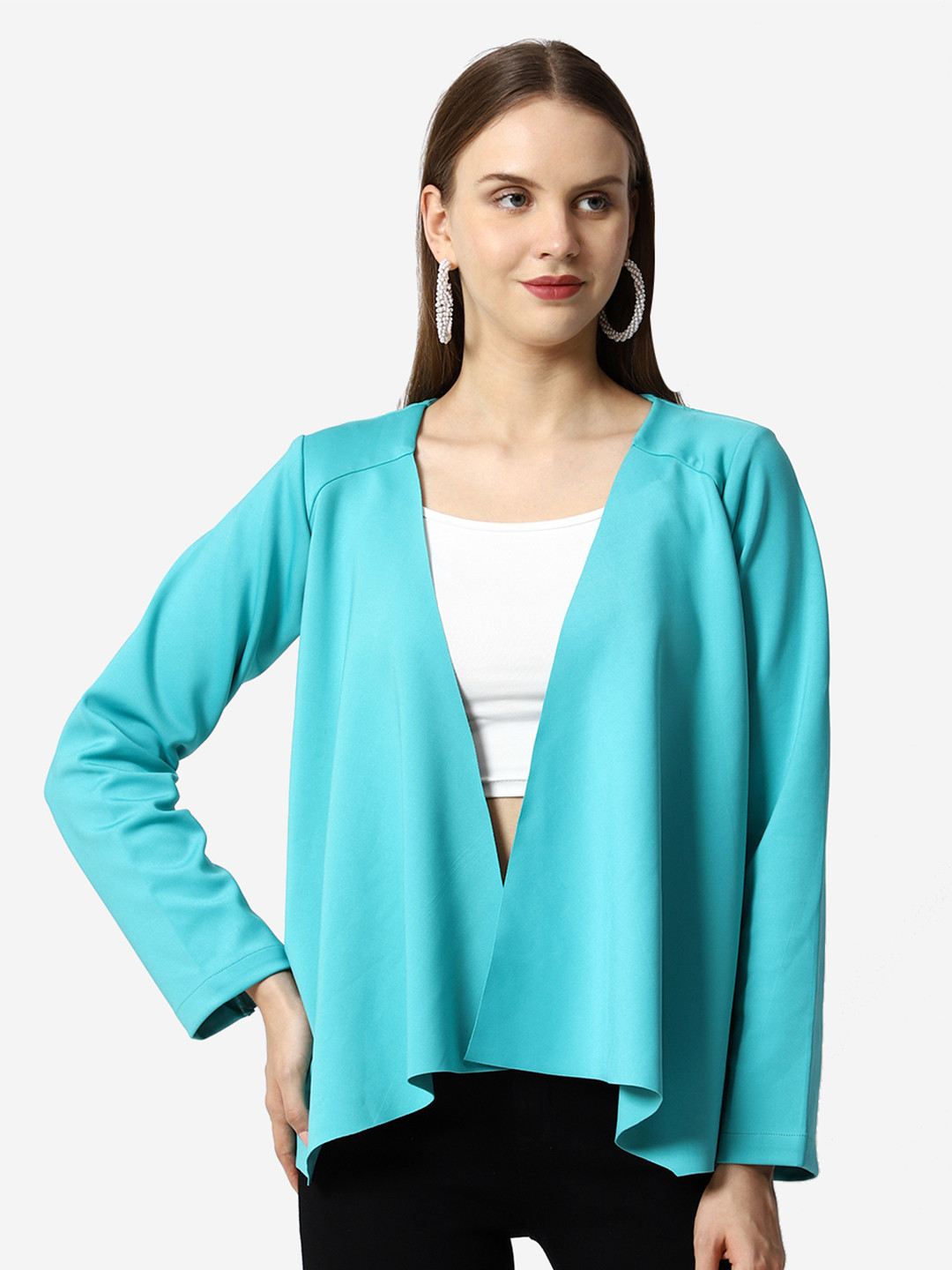 

Prettify Women Green Long Sleeves Shrug